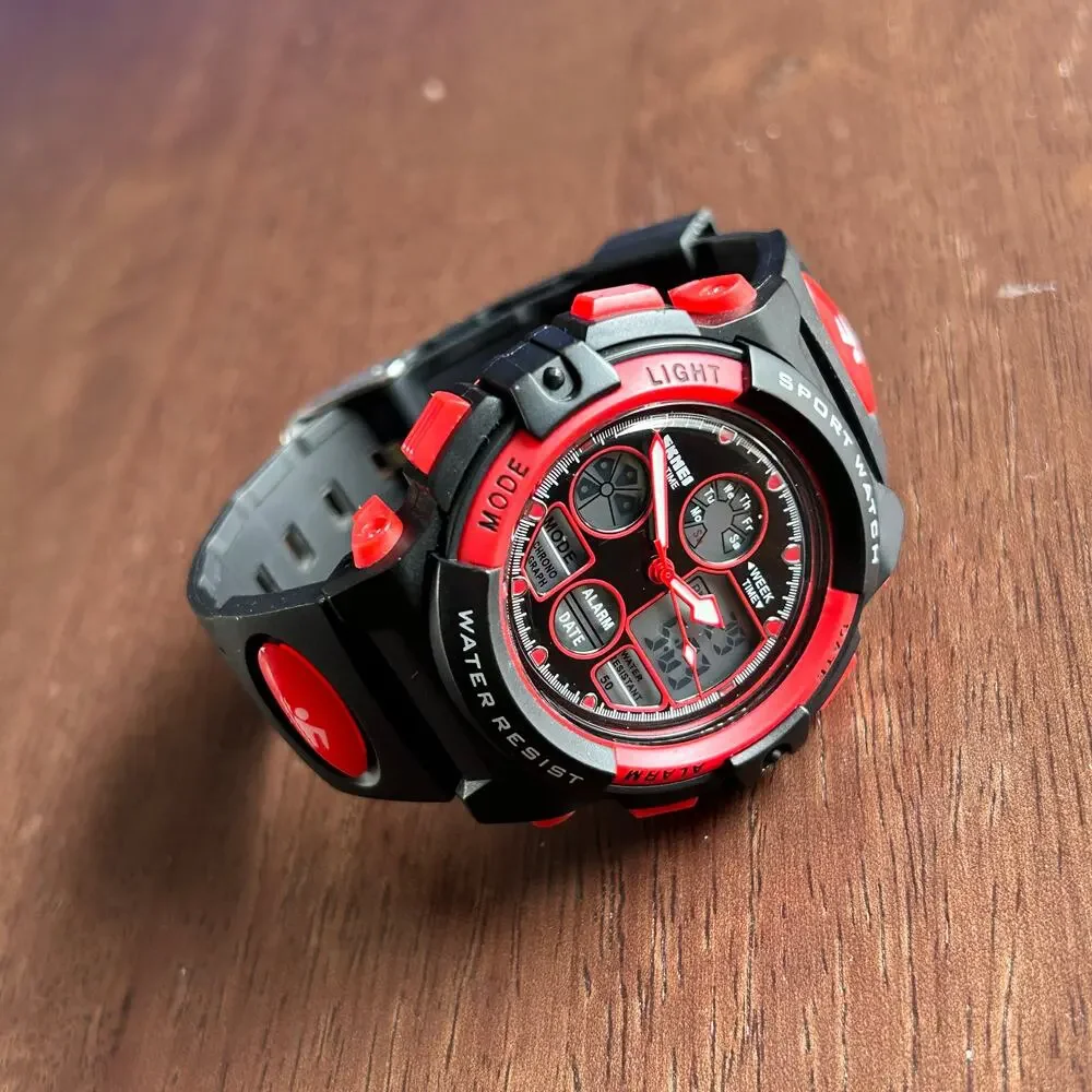 SKMEI 1163 Unisex Kids Black Band Digital & Analog Dial Quartz Wrist Watch